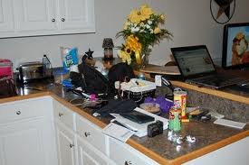 Cluttered Kitchen Counter